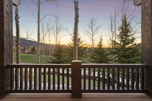 View of deck at dusk