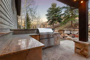 View of patio / terrace featuring grilling area and an outdoor kitchen