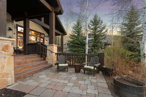 View of patio with covered porch