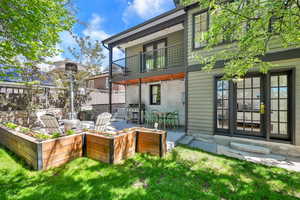 Backyard, patio, garden boxes