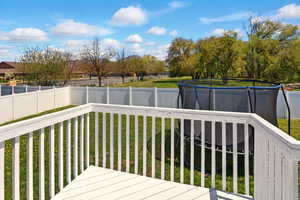 Deck featuring a fenced backyard and a yard