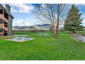 View of yard featuring a mountain view