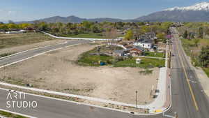 Aerial view with a residential view and a mountain view