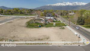 Aerial view featuring a mountain view
