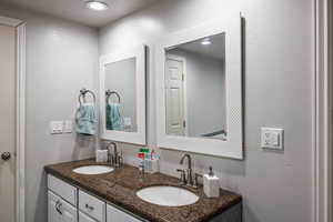 Bathroom with double vanity and a sink