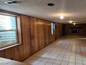 Family room down with fireplace