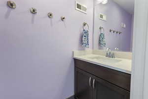 Bathroom with visible vents and vanity