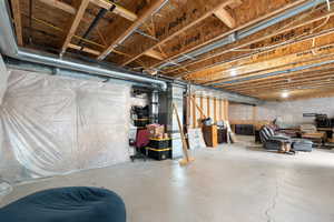 View of unfinished basement