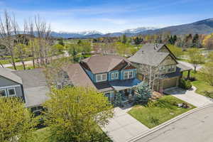 Aerial view featuring a mountain view