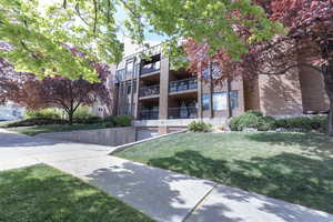 View of property with a garage