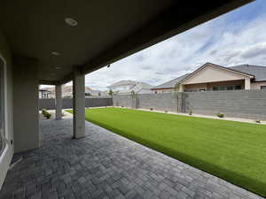 View of patio featuring a fenced backyard