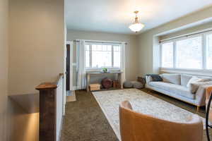 Living room with carpet flooring