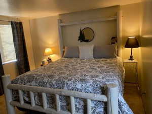 Bedroom with carpet