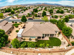 Drone / aerial view with a mountain view and a residential view