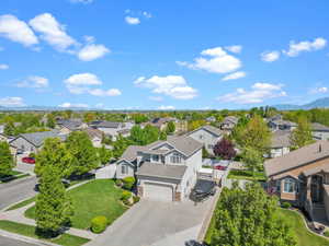 Aerial view featuring a mountain view and a residential view