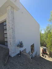 View of home's exterior with stucco siding
