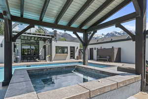hot tub with a Mountain View