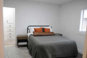 Bedroom number one featuring new carpet flooring.