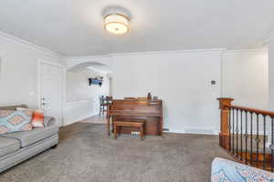 Living room leads to dining area