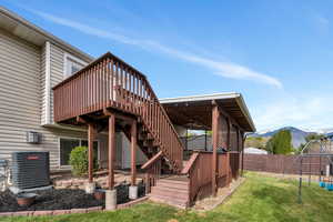 Well-maintained two-level deck
