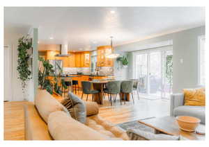 Living area featuring recessed lighting and light wood-style flooring