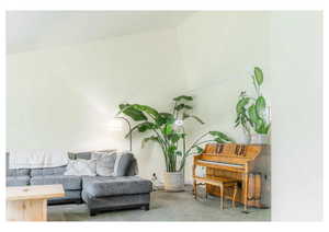 Sitting room featuring carpet