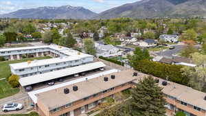 Aerial view featuring a mountain view