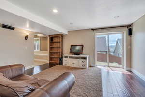 Family room has sliding door to backyard