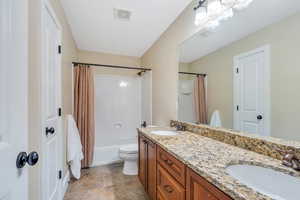 Upstairs full bath with tub/shower and double vanities
