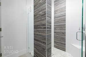 Shared Bathroom with a shower stall