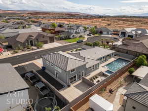 Aerial view with a residential view and a mountain view