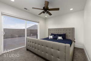 5th Bedroom featuring access to outside, and recessed lighting