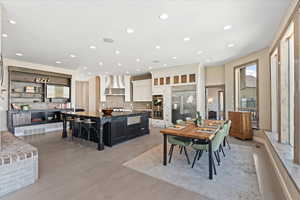 Dining room featuring recessed lighting, visible vents, and light wood finished floors