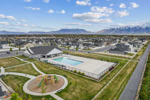 Aerial view with a mountain view and a residential view
