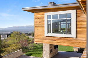 View of home's exterior featuring a mountain view