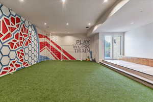 Game room featuring recessed lighting and carpet flooring