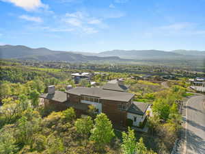 Bird's eye view of a mountain backdrop