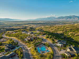 Aerial view featuring a mountain view