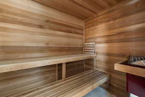 Sauna with wooden walls