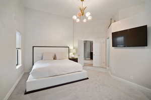 Primary bedroom one the main floor with brand new carpeting, walk in closet and ensuite luxurious bath
