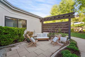 Private courtyard area off the front of the home with water feature