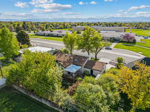Aerial view featuring a mountain view