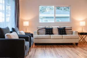 Living room featuring wood finished floors