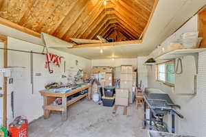 Interior space featuring a workshop area