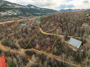 Drone / aerial view featuring a mountain view
