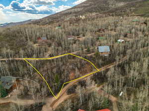 Bird's eye view featuring a mountain view