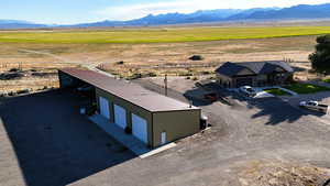 Aerial view of sparsely populated area featuring mountains