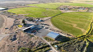 Aerial overview of property's location with rural landscape
