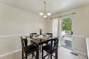 Dining Area with access to Backyard Deck