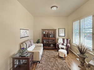 Beautiful formal living room and real hardwood floors.